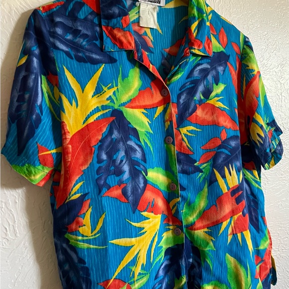 Retro Bird of Paradise Hawaiian Tiki Shirt 90s Vintage Small/Medium - Picture 3 of 7